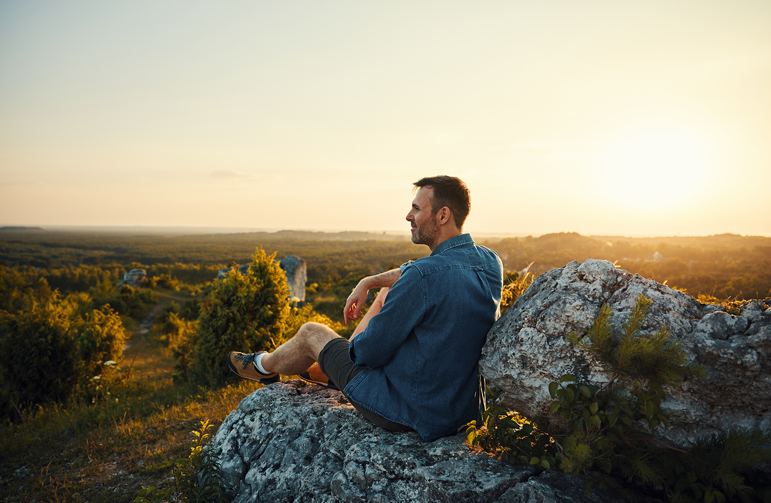 A man hikes for exercise to honor what the Bible says about health.